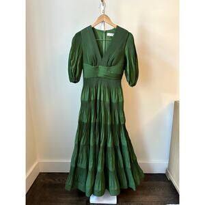 Zimmermann Green Pleated Midi Dress, Size 0